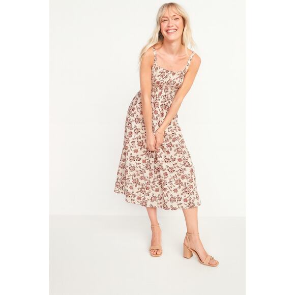 Old Navy Dresses & Skirts - Old Navy Floral Smocked Midi Dress XXL NWT Sleeveless Spring Boho Cottagecore